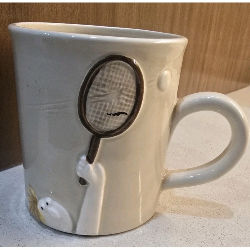Rare VTG Fitz & Floyd 1976 Coffee Mugs For Old Sports Tennis Theme Collectible